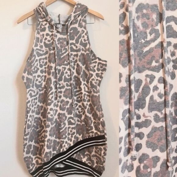 Venus Sleeveless Hoodie Mini Dress With Criss Cross Elastic Waistband, Small - Picture 2 of 7